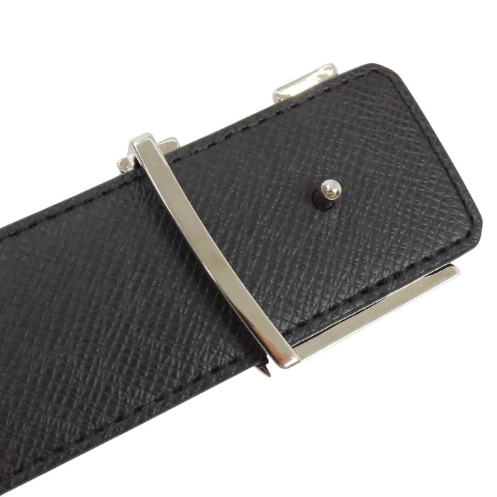 LOUIS VUITTON 
Logo Leather Silver-Tone Metal 
Belt LV Initials 40MM Reversible 
Monogram Eclipse