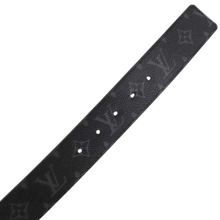 LOUIS VUITTON 
Logo Leather Silver-Tone Metal 
Belt LV Initials 40MM Reversible 
Monogram Eclipse