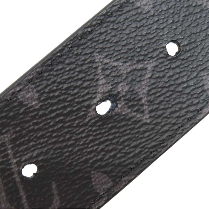 LOUIS VUITTON 
Logo Leather Silver-Tone Metal 
Belt LV Initials 40MM Reversible 
Monogram Eclipse