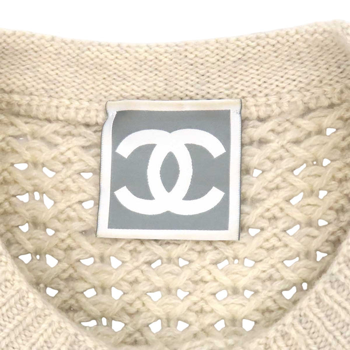 CHANEL 
09A COCO CC ロゴ ウール カシミヤ 
ココマーク ニット ショートスリーブ ワンピース 
シャネルスポーツ
