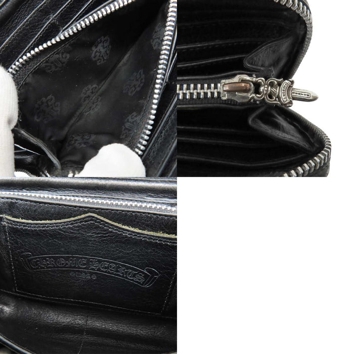 CHROME HEARTS 
CH REC F ZIP Leather Silver 
Zero Pyramid Stud Corner Round-Zip Wallet