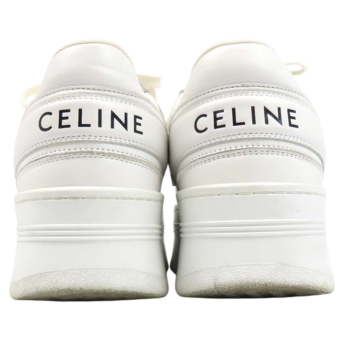 CELINE 
ロゴ レザー レースアップ 
プラットフォーム ブロック スニーカー