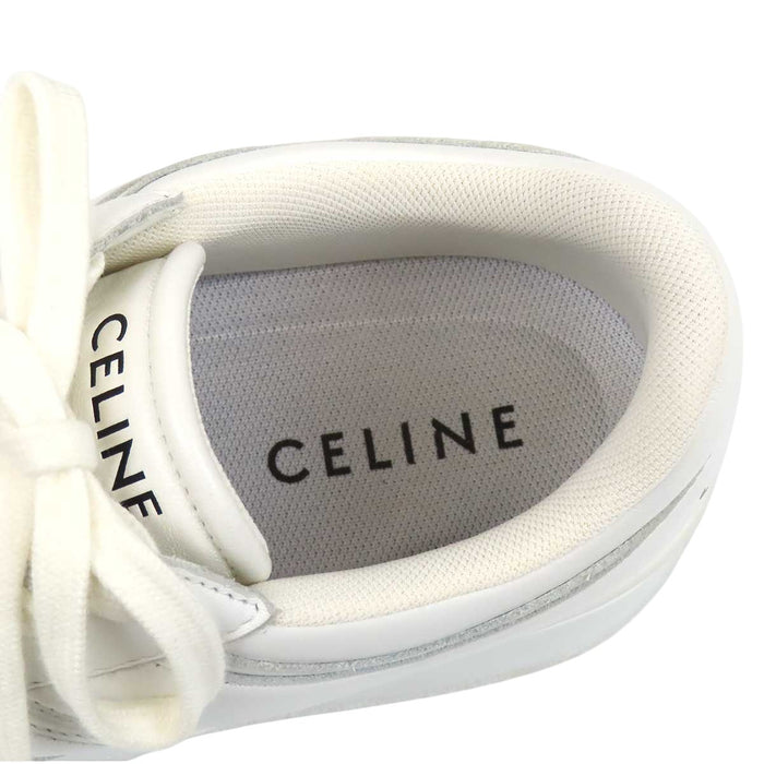CELINE 
ロゴ レザー レースアップ 
プラットフォーム ブロック スニーカー