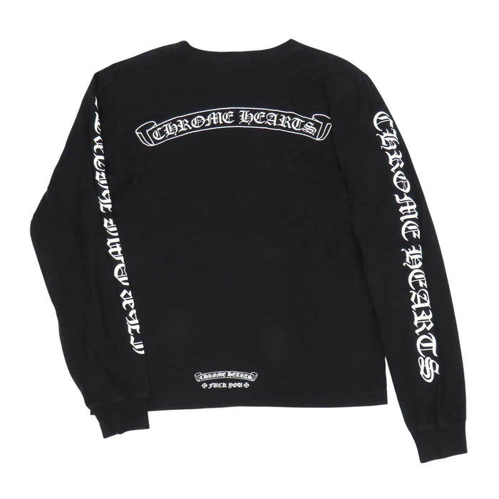 CHROME HEARTS 
CH コットン クルーネック 
スクロールラベル 袖ロゴ ロングスリーブ Tシャツ
