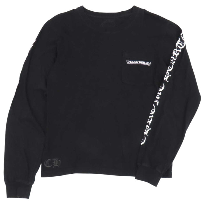 CHROME HEARTS 
CH コットン クルーネック 
スクロールラベル 袖ロゴ ロングスリーブ Tシャツ