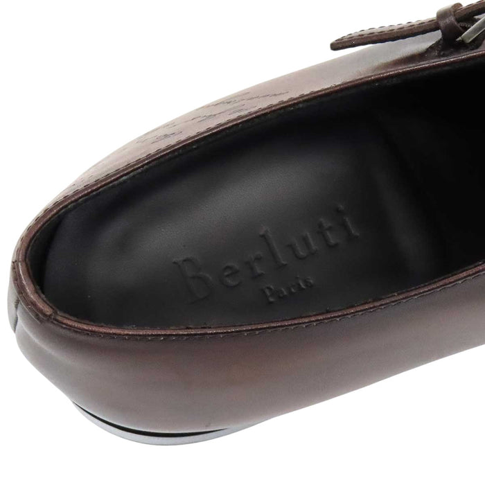 Berluti 
ロゴ スクリット モンクストラップ 
スカーズ デムジュール レザーシューズ カリグラフィ