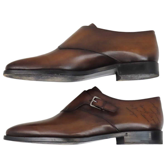 Berluti 
ロゴ スクリット モンクストラップ 
スカーズ デムジュール レザーシューズ カリグラフィ