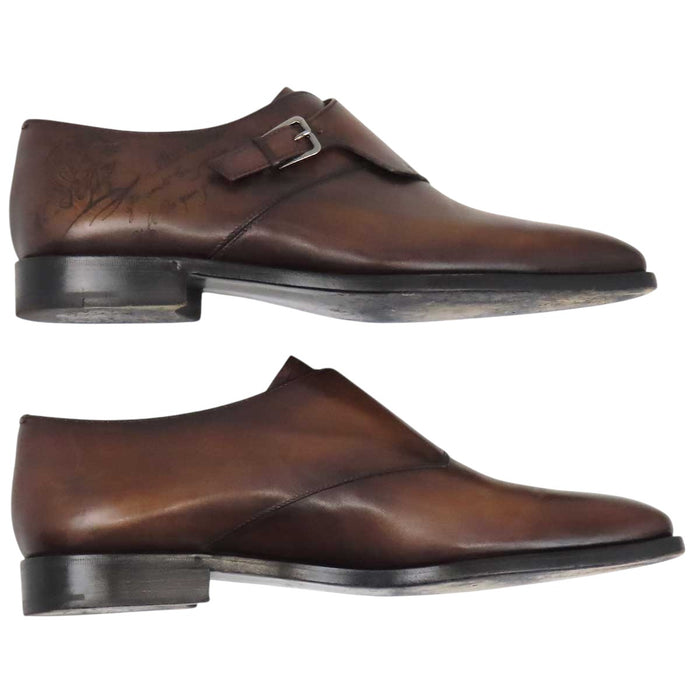 Berluti 
ロゴ スクリット モンクストラップ 
スカーズ デムジュール レザーシューズ カリグラフィ