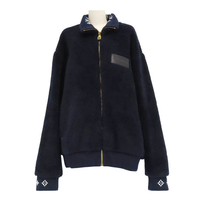 LOUIS VUITTON 
ロゴ ワッペン ジップアップ ゴールドカラー金具 ジップアップ 
モノグラム フリース ボア ブルゾン