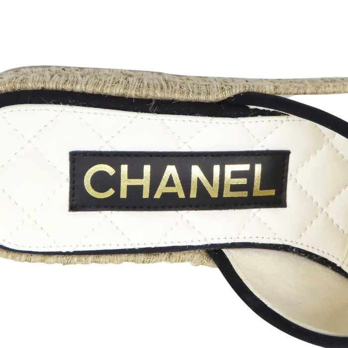 CHANEL 
COCO CC ロゴ レザー 
ココマーク エスパドリーユ フラット サンダル