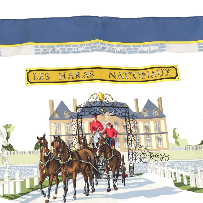 HERMES 
スカーフ 大判 シルク 
カレ 90 LES HARAS NATIONAUX 国立種馬飼育場