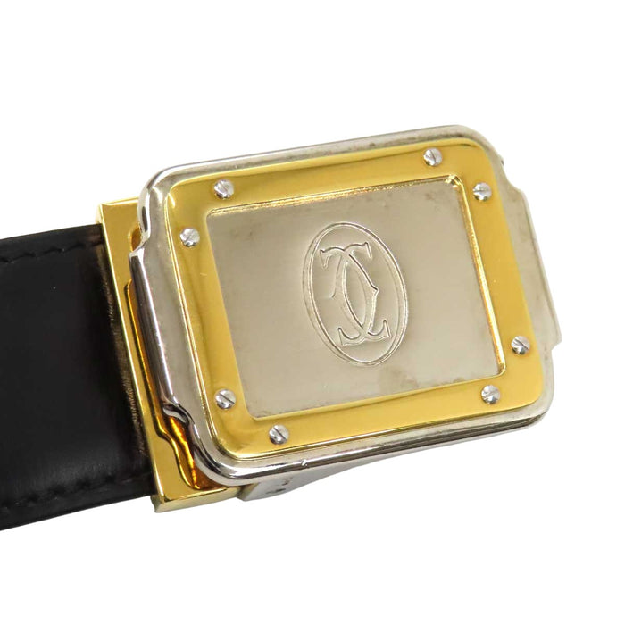 CARTIER 
ロゴ レザー ゴールドカラー シルバーカラー 
マスト ドゥ カルティエ サントス ベルト