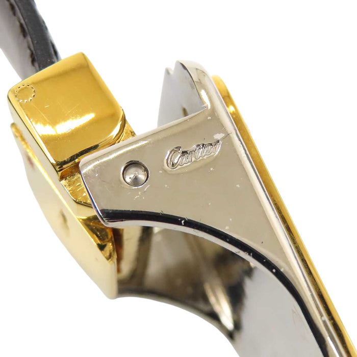 CARTIER 
ロゴ レザー ゴールドカラー シルバーカラー 
マスト ドゥ カルティエ サントス ベルト