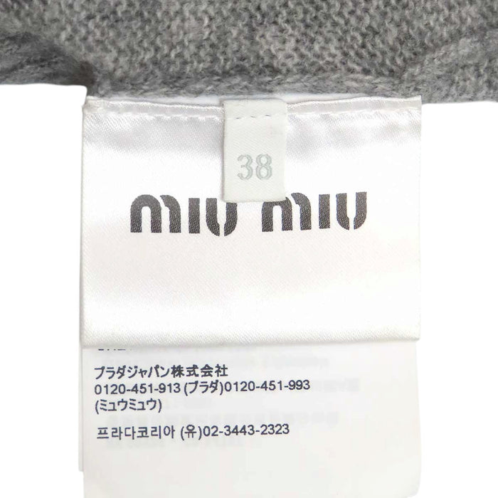 MIUMIU 
ウール カシミヤ混 クルーネック 
ロゴ クロップド ニット