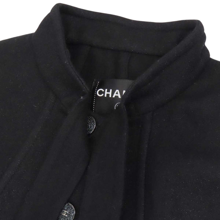 CHANEL 
COCO CC ラメ ココボタン バンドカラー ウール 
ココマーク リボン コート