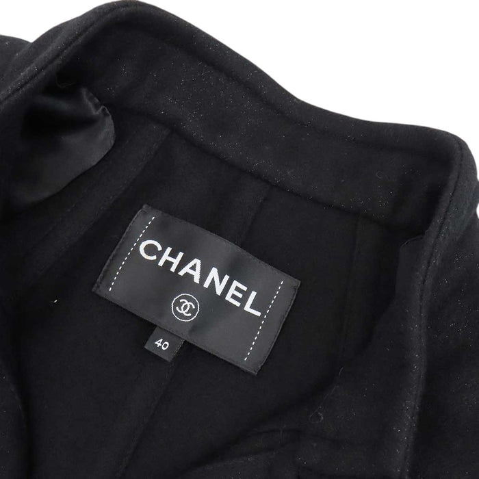 CHANEL 
COCO CC ラメ ココボタン バンドカラー ウール 
ココマーク リボン コート