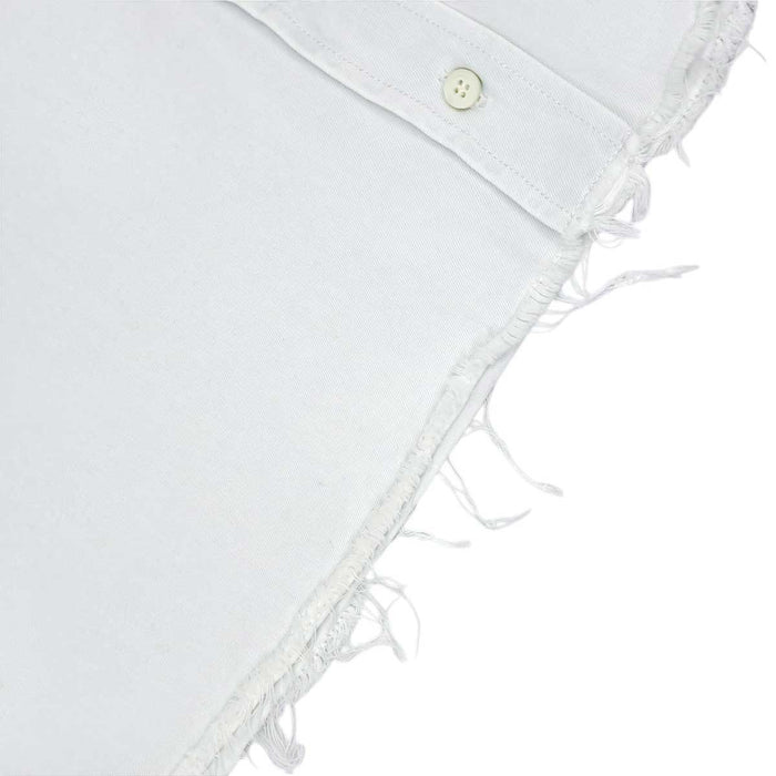 MIUMIU 
Logo raw-edge cotton long-sleeve 
Cropped denim shirt