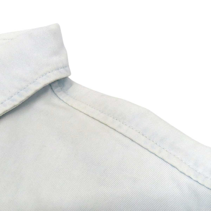 MIUMIU 
Logo raw-edge cotton long-sleeve 
Cropped denim shirt