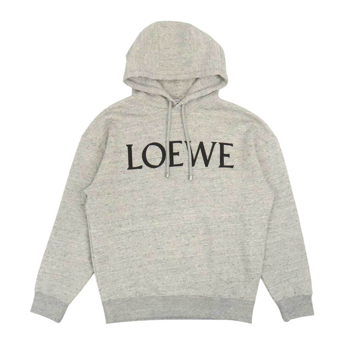 LOEWE 
コットン スウェット 裏起毛 シルバーカラー 
ロゴ プリント フーディ