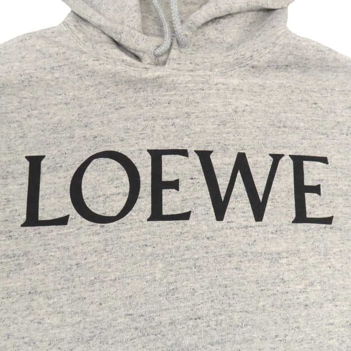 LOEWE 
コットン スウェット 裏起毛 シルバーカラー 
ロゴ プリント フーディ