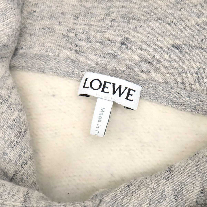 LOEWE 
コットン スウェット 裏起毛 シルバーカラー 
ロゴ プリント フーディ