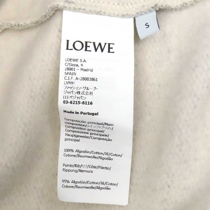 LOEWE 
コットン スウェット 裏起毛 シルバーカラー 
ロゴ プリント フーディ