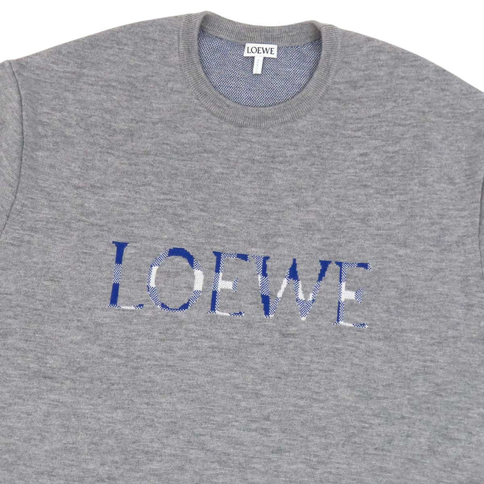 LOEWE 
チェック柄 ショートスリーブ クルーネック 
ロゴ 半袖 ニット