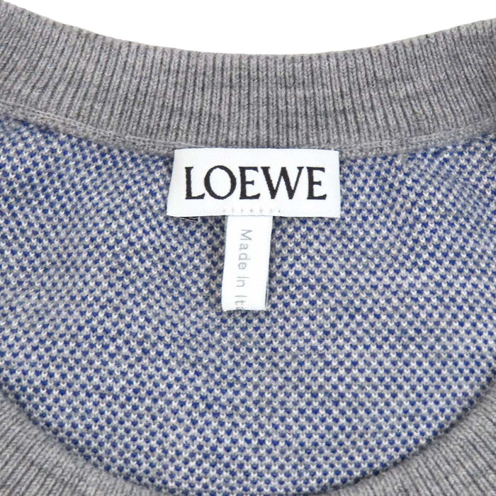 LOEWE 
チェック柄 ショートスリーブ クルーネック 
ロゴ 半袖 ニット