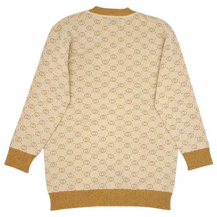 GUCCI 
GG ラメ ウール ロゴ ボタン 
インターロッキングG ロング ニット カーディガン
