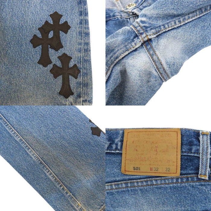 CHROME HEARTS 
CH Levi's クロスボール スクロールラベル ボタン コットン 
リーバイス 501 クロスパッチ デニムパンツ