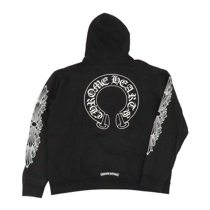 CHROME HEARTS 
CH フーディ プルオーバー スリーブプリント ロゴ 
袖 フローラル ホースシュー パーカー
