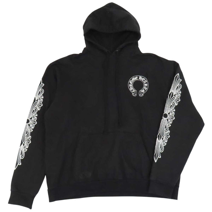 CHROME HEARTS 
CH フーディ プルオーバー スリーブプリント ロゴ 
袖 フローラル ホースシュー パーカー