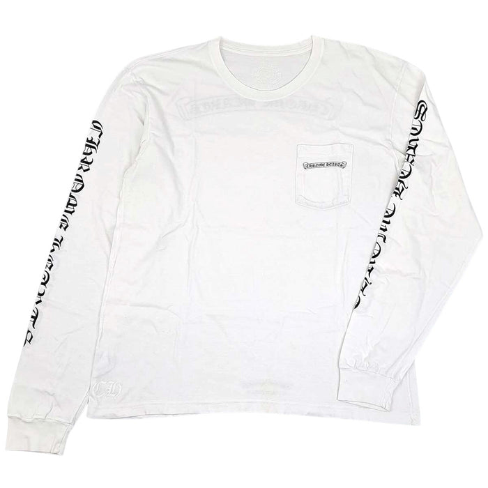 CHROME HEARTS 
CH コットン クルーネック 
スクロールラベル 袖ロゴ ロングスリーブ Tシャツ