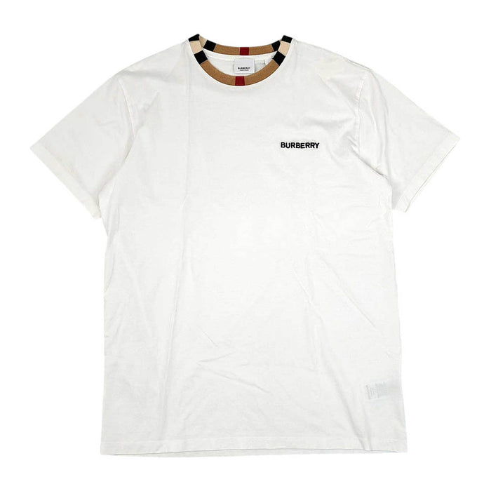 BURBERRY 
コットン クルーネック 
ネック チェック ロゴ 刺繍 Tシャツ
