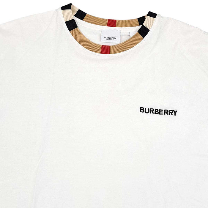 BURBERRY 
コットン クルーネック 
ネック チェック ロゴ 刺繍 Tシャツ