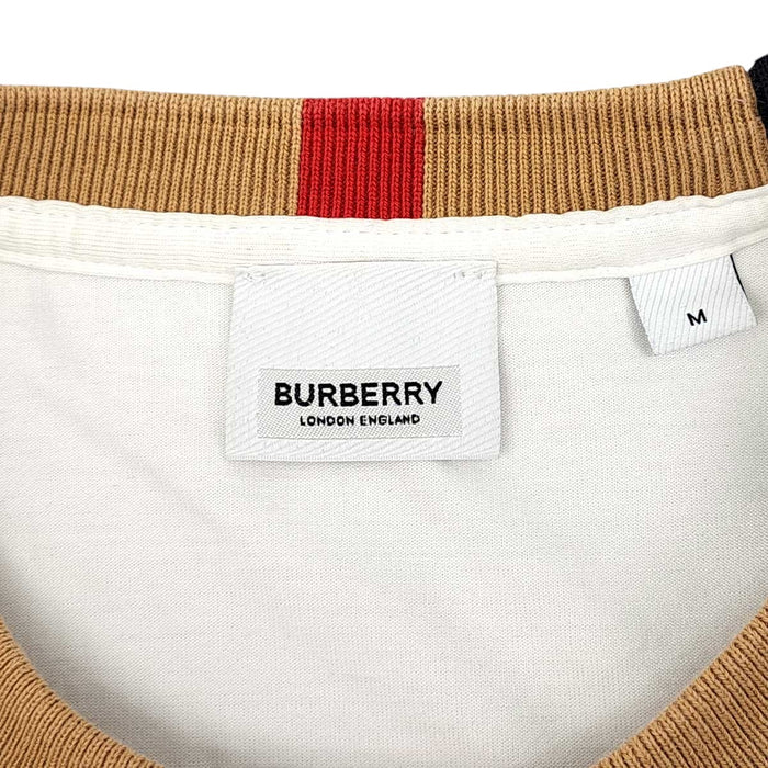 BURBERRY 
コットン クルーネック 
ネック チェック ロゴ 刺繍 Tシャツ