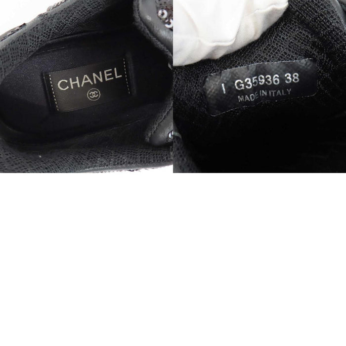 CHANEL 
COCO CC ロゴ ローカット レースアップ 
ココマーク スパンコール スニーカー