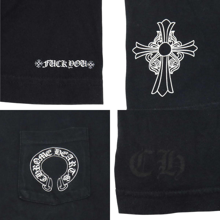 CHROME HEARTS 
Scroll label FUCK YOU pocket cotton crew neck 
Horseshoe Hairy Cross T-shirt
