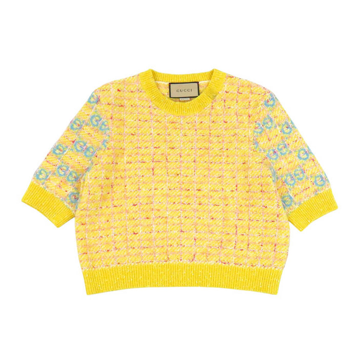 GUCCI 
Intarsia lamé wool cotton 
GG short-sleeve knit