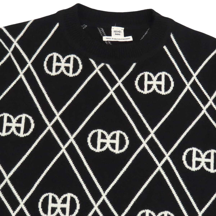 HERMES 
総柄 セーター クルーネック 
Hロンド カシミヤ ニット