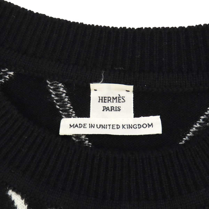 HERMES 
総柄 セーター クルーネック 
Hロンド カシミヤ ニット