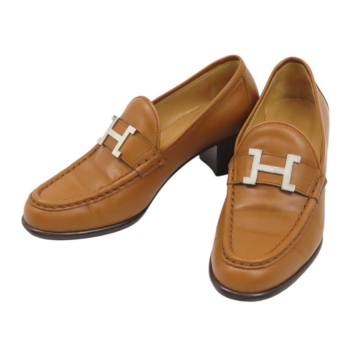 HERMES 
H ロゴ アッシュ シルバーカラーメタル 
コンスタンス ローファー