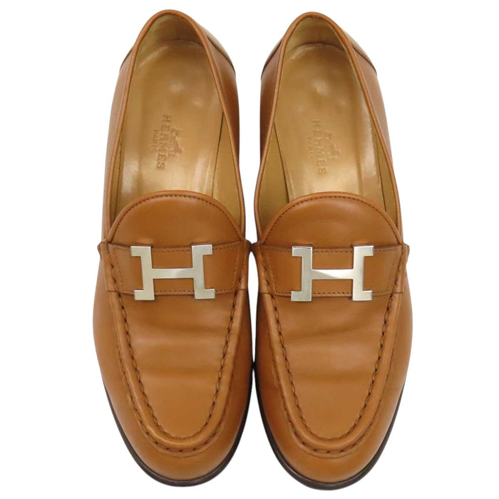 HERMES 
H ロゴ アッシュ シルバーカラーメタル 
コンスタンス ローファー