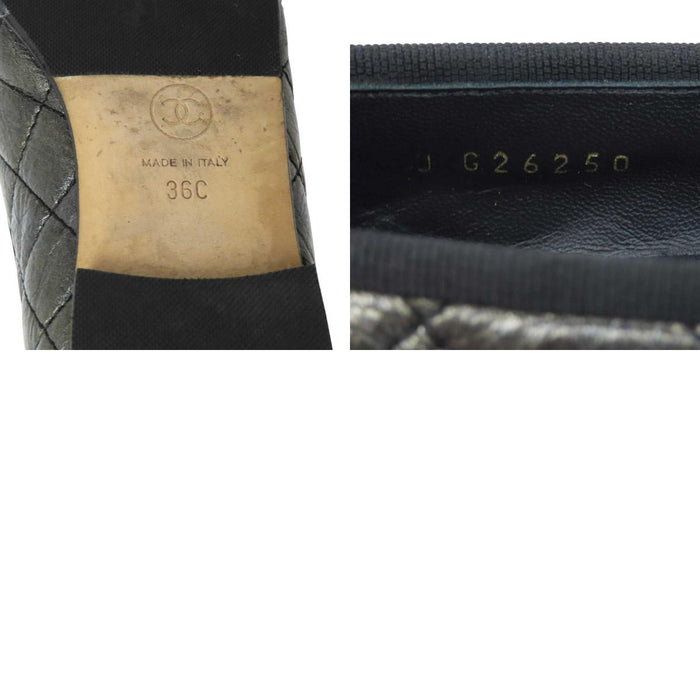 CHANEL 
マトラッセ COCO CC ロゴ リボン フラット レザー 
ココマーク バレリーナ パンプス