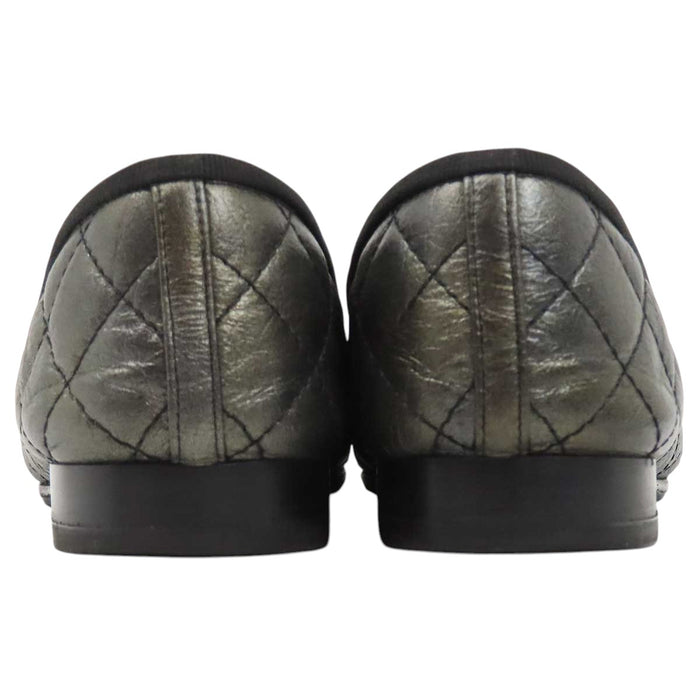 CHANEL 
マトラッセ COCO CC ロゴ リボン フラット レザー 
ココマーク バレリーナ パンプス