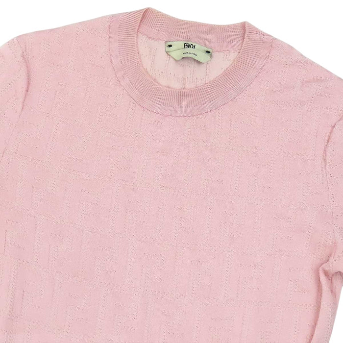 FENDI 
FF 半袖 ロング ショートスリーブ 
ズッカ柄 ニット ワンピース