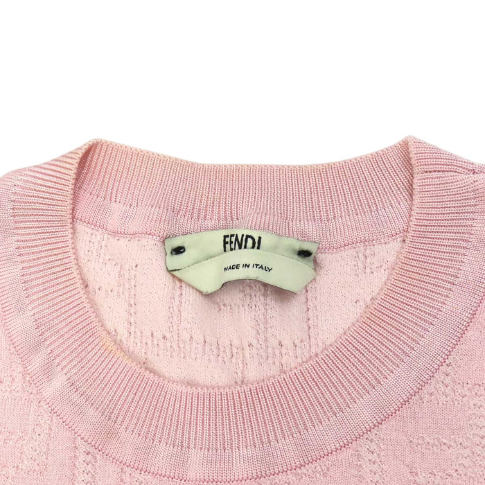FENDI 
FF 半袖 ロング ショートスリーブ 
ズッカ柄 ニット ワンピース