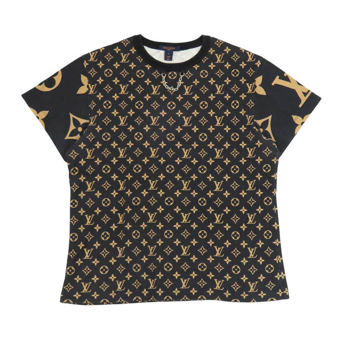LOUIS VUITTON 
All-over LV logo cotton crew neck 
Monogram Chain T-shirt
