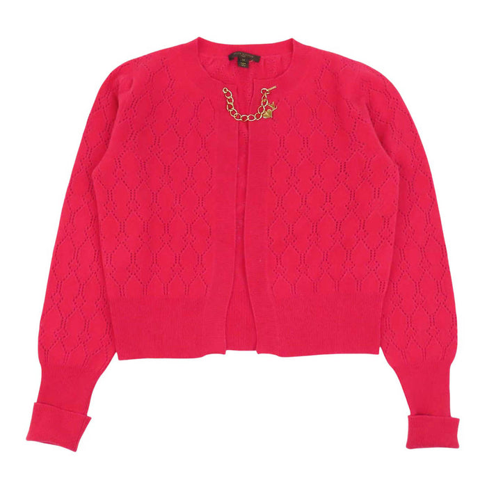 LOUIS VUITTON 
Openwork knit chain wool-cashmere blend 072A WLKC09MMC 
LV logo cardigan