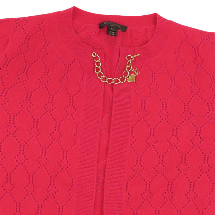 LOUIS VUITTON 
Openwork knit chain wool-cashmere blend 072A WLKC09MMC 
LV logo cardigan